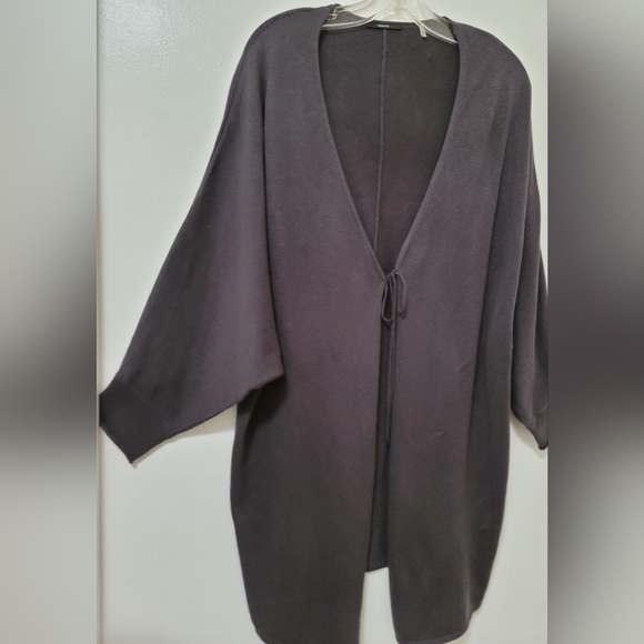 Tahari Charcoal Gray Gunther Dolman Sleeve Cotton Blend Cardigan Size Medium - Picture 3 of 15